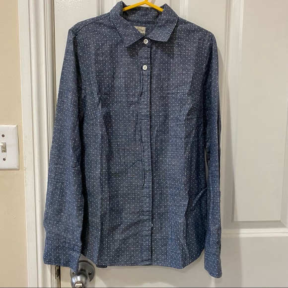 J.Crew Chambray Polka Dot Perfect Shirt 00 XS XXS - Picture 2 of 11
